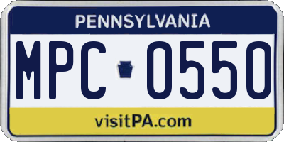 PA license plate MPC0550