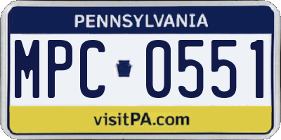 PA license plate MPC0551