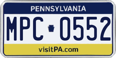 PA license plate MPC0552