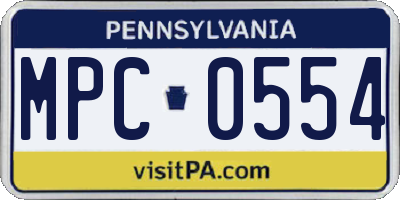 PA license plate MPC0554