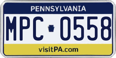 PA license plate MPC0558