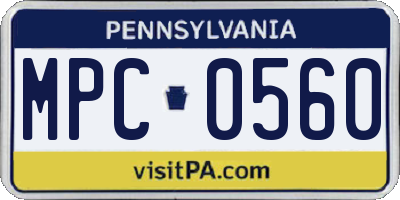PA license plate MPC0560