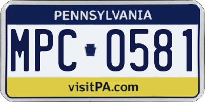 PA license plate MPC0581