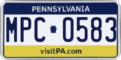 PA license plate MPC0583