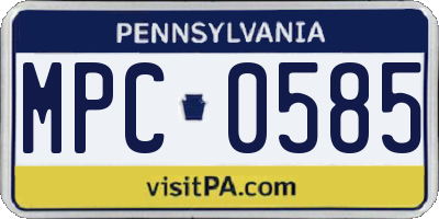PA license plate MPC0585