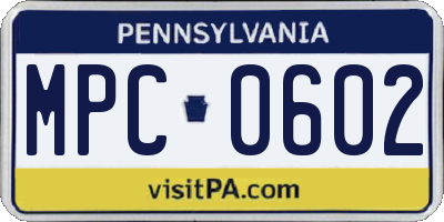 PA license plate MPC0602