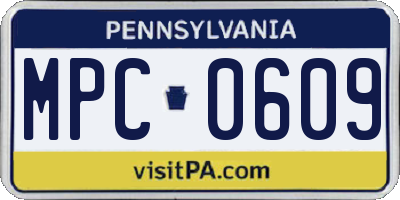 PA license plate MPC0609