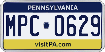 PA license plate MPC0629