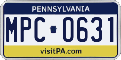 PA license plate MPC0631
