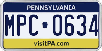 PA license plate MPC0634