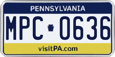 PA license plate MPC0636
