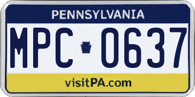 PA license plate MPC0637