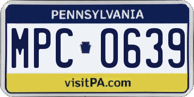 PA license plate MPC0639