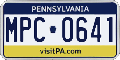PA license plate MPC0641