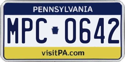 PA license plate MPC0642