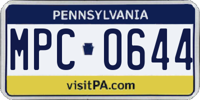 PA license plate MPC0644