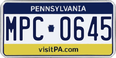 PA license plate MPC0645