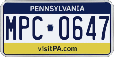 PA license plate MPC0647