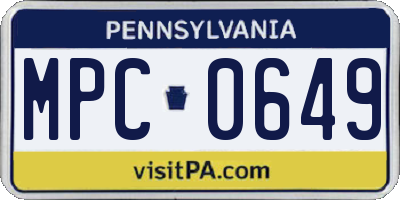 PA license plate MPC0649