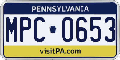 PA license plate MPC0653