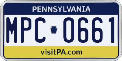 PA license plate MPC0661