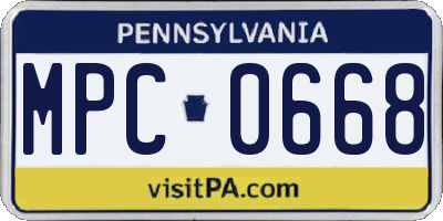 PA license plate MPC0668
