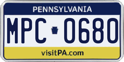 PA license plate MPC0680