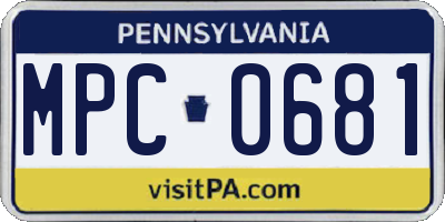 PA license plate MPC0681