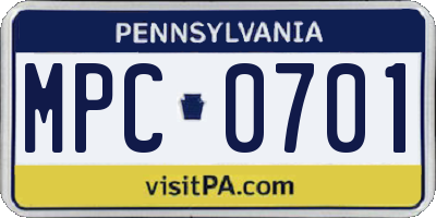 PA license plate MPC0701