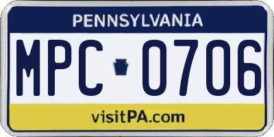 PA license plate MPC0706