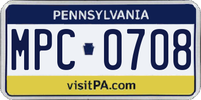PA license plate MPC0708