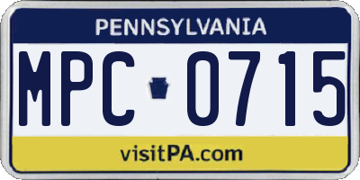 PA license plate MPC0715