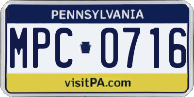 PA license plate MPC0716