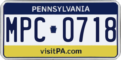 PA license plate MPC0718