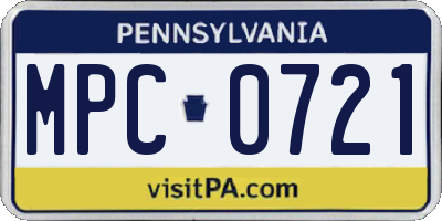 PA license plate MPC0721