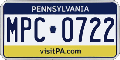 PA license plate MPC0722