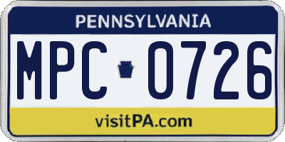 PA license plate MPC0726