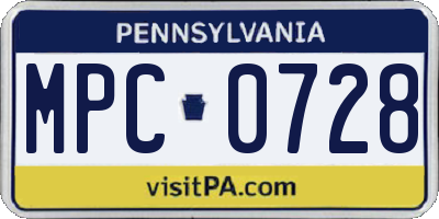 PA license plate MPC0728