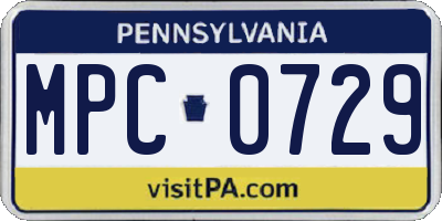 PA license plate MPC0729