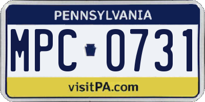 PA license plate MPC0731
