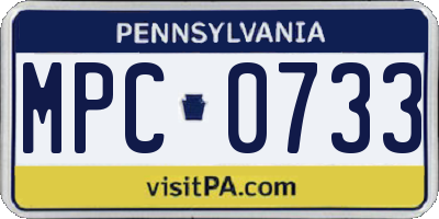 PA license plate MPC0733