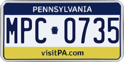 PA license plate MPC0735
