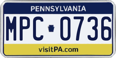 PA license plate MPC0736