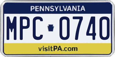 PA license plate MPC0740
