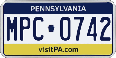 PA license plate MPC0742