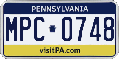 PA license plate MPC0748