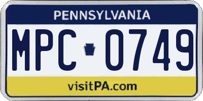 PA license plate MPC0749