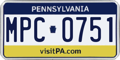 PA license plate MPC0751