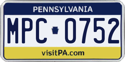 PA license plate MPC0752