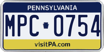 PA license plate MPC0754